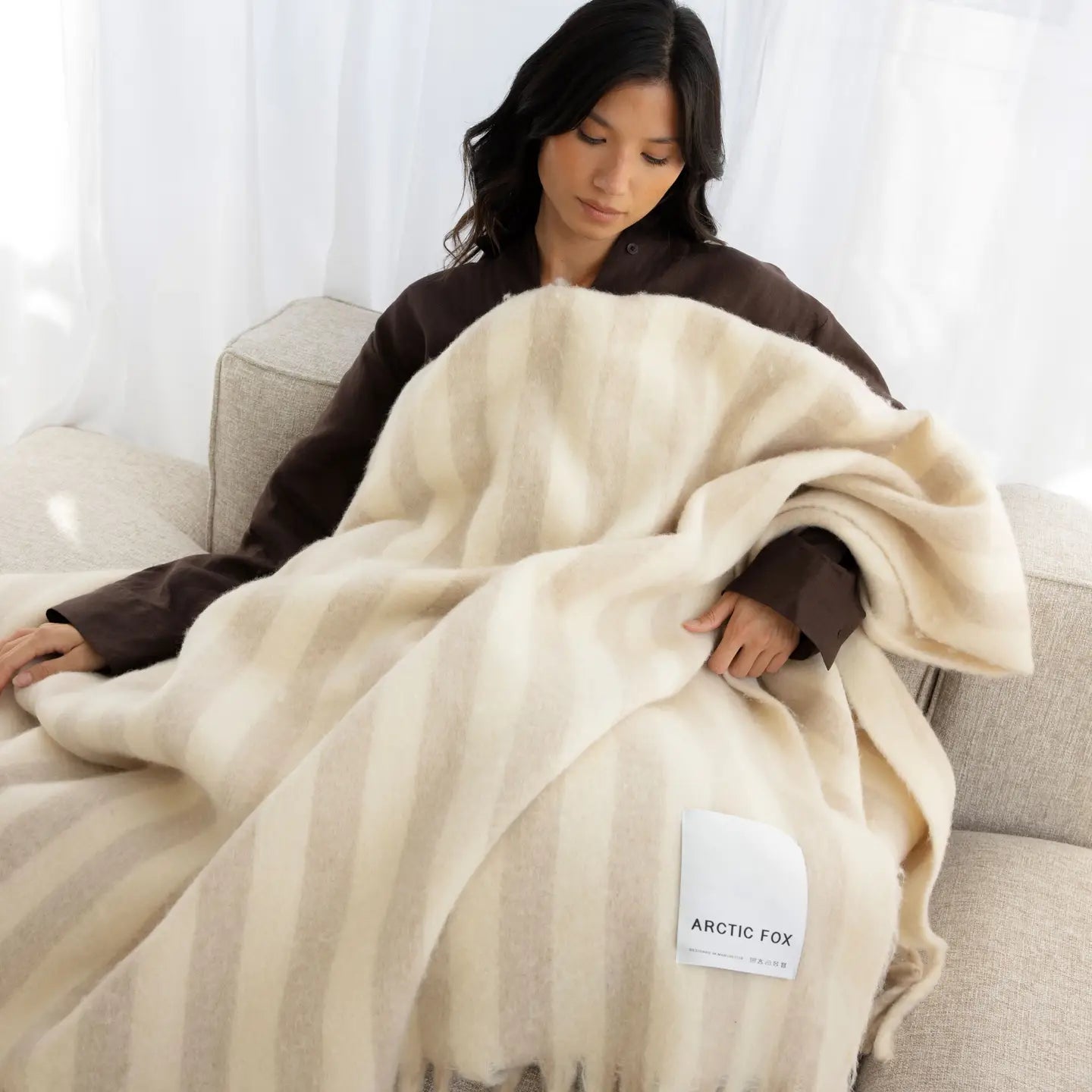 The Wool Stripe Plaid - Helltaupe gestreift